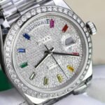 Rolex Day-Date 904L Steel Rainbow Pave Diamond Dial 40mm Super Clone - 图片 7