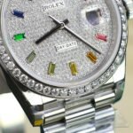 Rolex Day-Date 904L Steel Rainbow Pave Diamond Dial 40mm Super Clone - 图片 8