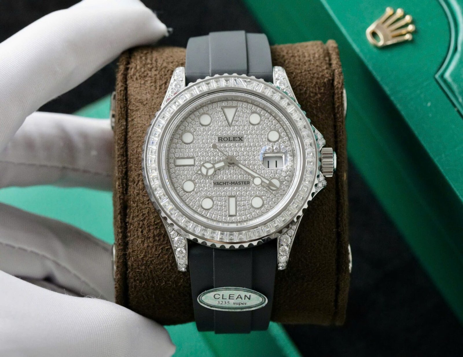 1750589283-500-1.jpg Rolex Yacht-Master 904L Steel Diamond Dial 42mm Oysterflex Super Clone - 图片 1