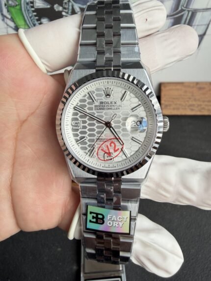 Rolex Land-Dweller 127334 904L Steel White Honeycomb-Motif Dial 40mm Super Clone