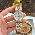 Rolex Land-Dweller 127235 Rose Gold White Honeycomb-Motif Dial 36mm Replica