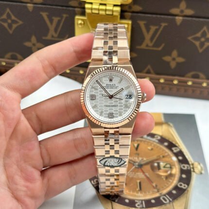 Rolex Land-Dweller 127235 Rose Gold White Honeycomb-Motif Dial 36mm Replica