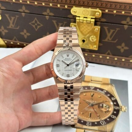 Rolex Land-Dweller 127335 Rose Gold White Honeycomb-Motif Dial 40mm Replica
