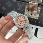 Rolex Datejust 316L Steel Pink Roman Dial Bezel Diamonds 31mm Jub THBF Replica - 图片 3