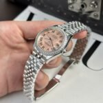 Rolex Datejust 316L Steel Pink Roman Dial Bezel Diamonds 31mm Jub THBF Replica - 图片 4