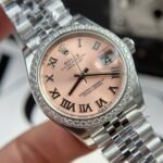 Rolex Datejust 316L Steel Pink Roman Dial Bezel Diamonds 31mm Jub THBF Replica - 图片 5