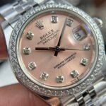 Rolex Datejust 316L Steel Pink Dial Bezel Diamonds 31mm Jub AAA Replica - 图片 5