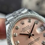 Rolex Datejust 316L Steel Pink Dial Bezel Diamonds 31mm Jub AAA Replica - 图片 6