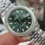 Rolex Datejust 316L Steel Green Dial CZ Diamonds 31mm Jub THBF Replica - 图片 5
