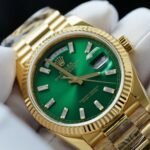 Rolex Day-Date YG Plated Green Dial CZ Diamonds 36mm Super Clone - 图片 4