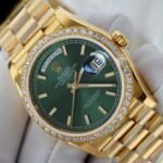 Rolex Day-Date YG Plated Green Dial With Diamonds 36mm Super Clone - 图片 4