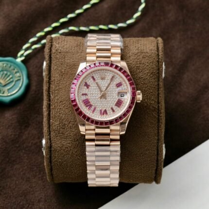 Rolex Datejust RG Plated Diamond Dial Baguette Diamond 31mm Super Clone