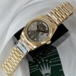 Rolex Day-Date 128238 YG Plated Grey Dial CZ Diamonds 36mm Super Clone - 图片 2