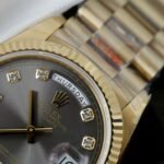 Rolex Day-Date 128238 YG Plated Grey Dial CZ Diamonds 36mm Super Clone - 图片 6