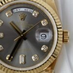 Rolex Day-Date 128238 YG Plated Grey Dial CZ Diamonds 36mm Super Clone - 图片 7