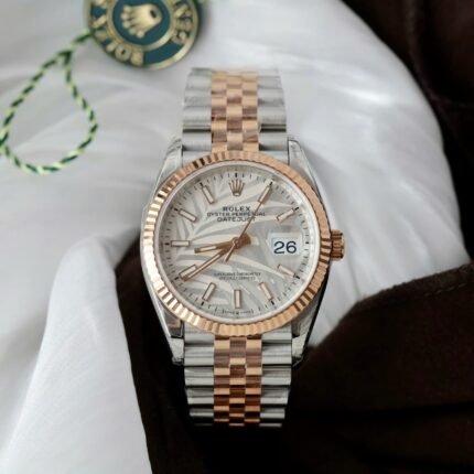 Rolex Datejust 126231 SS/RG Plated Silver Palm Dial 36mm Jub Super Clone