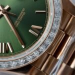 Rolex Day-Date RG Plated Green Dial Baguette Diamond 40mm Super Clone - 图片 7