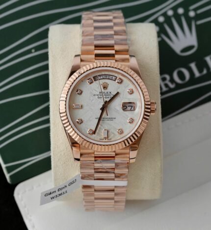 Rolex Day-Date RG Plated Meteorite Dial With Diamonds 40mm Super Clone