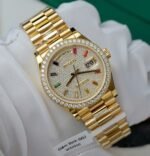 Rolex Day-Date YG Plated Paved-Rainbow Diamond Dial 36mm Super Clone - 图片 3
