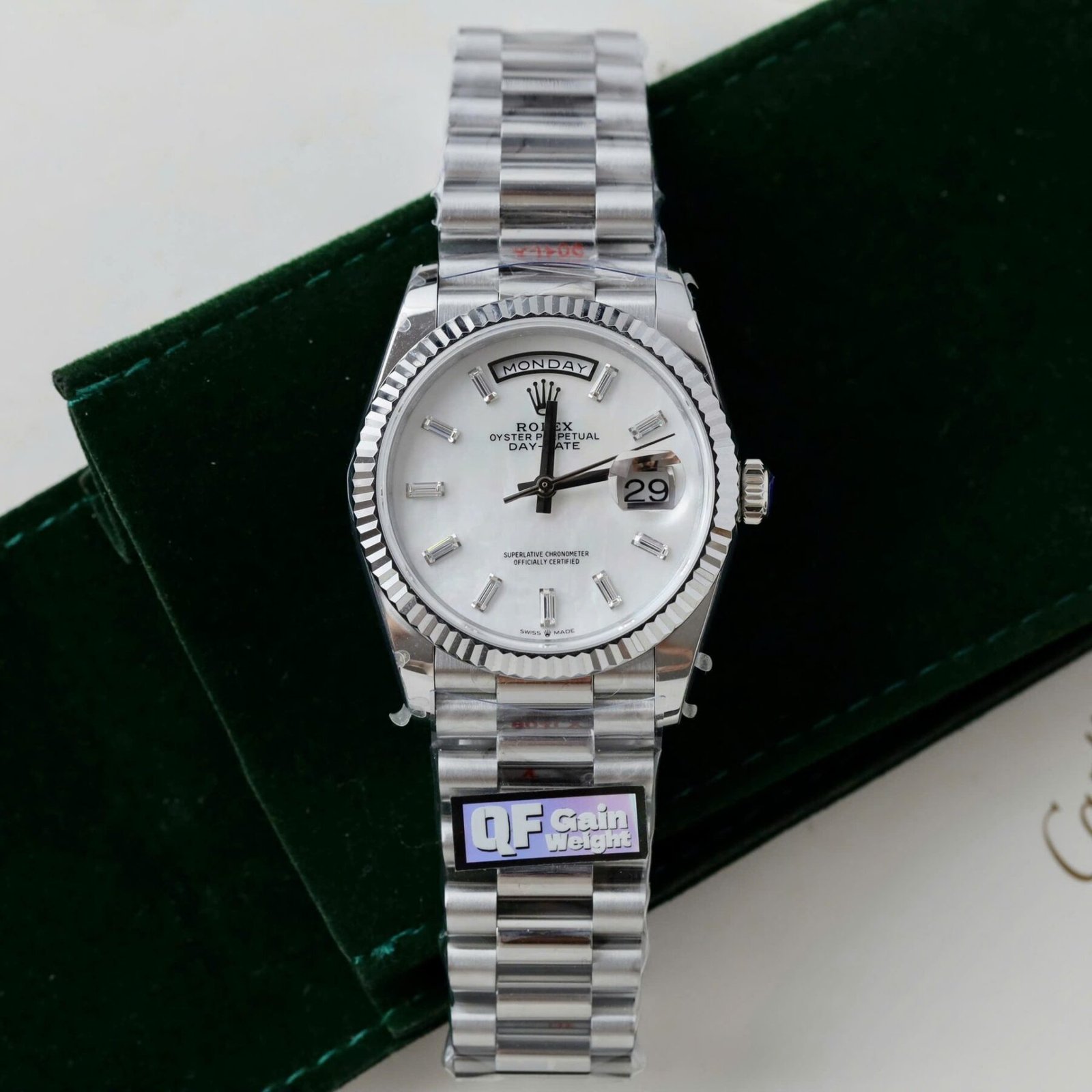 1750589551-593.jpg Rolex Day-Date 904L Steel MOP Dial CZ Diamonds 36mm Super Clone - 图片 1