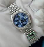 Rolex Datejust 316L Steel Flower Blue Dial CZ Diamonds 31mm Jub THBF Replica - 图片 2