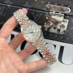 Rolex Datejust 126231 SS/RG Plated Silver Palm Dial CZ Diamonds 36mm Jub Super Clone - 图片 2