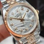 Rolex Datejust 126231 SS/RG Plated Silver Palm Dial CZ Diamonds 36mm Jub Super Clone - 图片 4