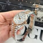 Rolex Datejust 126231 SS/RG Plated Silver Palm Dial CZ Diamonds 36mm Jub Super Clone - 图片 7