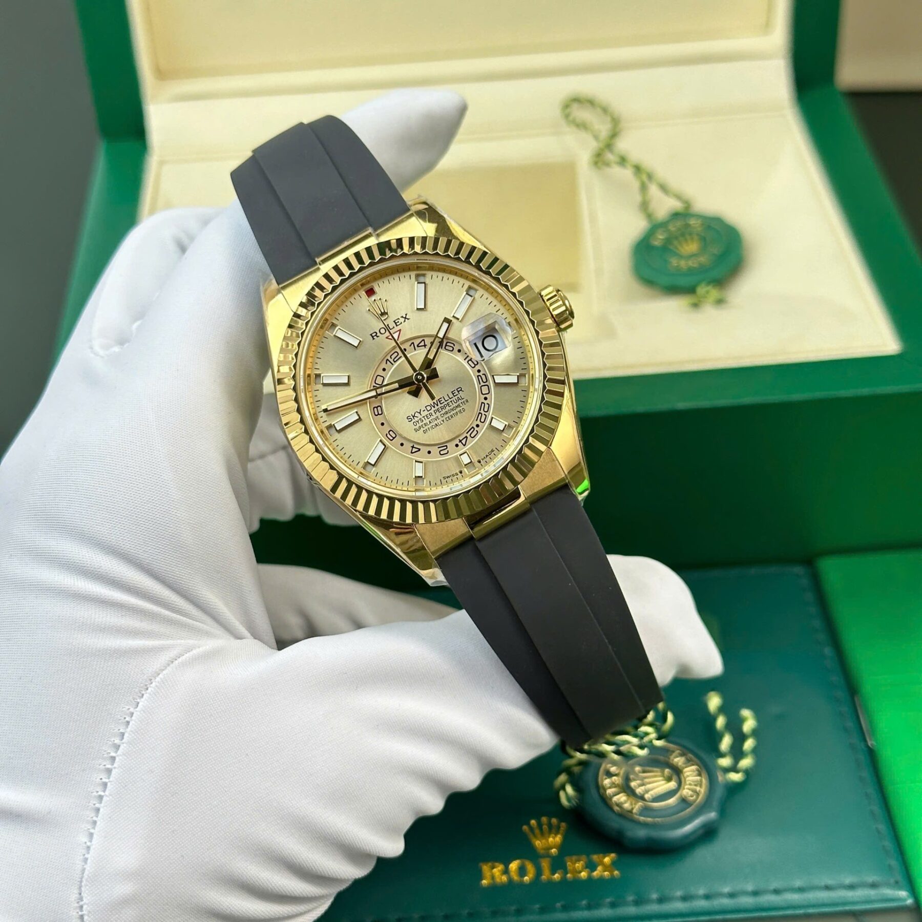 1750589691-644 Rolex Sky-Dweller Champagne Dial 42mm Oysterflex Super Clone - Image 1